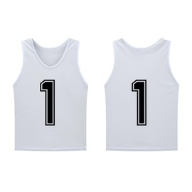 Saaifuu Set of 12 (1-12) Numbered Pinnies/Scrimmage Vest/Team Practice Jerseys for Children Youth Adult(White L)