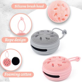 GGUFAY Gesichtsreinigungsbürste Silikon, Poren reinigende Gesichtsbürste, Silikon Gesichtsschwamm Reinigungsmittel, Es lassen sich leicht viele Blasen erzeugen(2 Stück, Rosa + Grau)