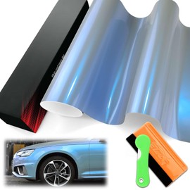 1FTx5FT PET Space Candy Gloss Gray Blue Chameleon Metallic Color Shift Color Change Vinyl Wrap Auto Car Sticker Decal Film Sheet Bubble Free Air Release Technology with Tool Set