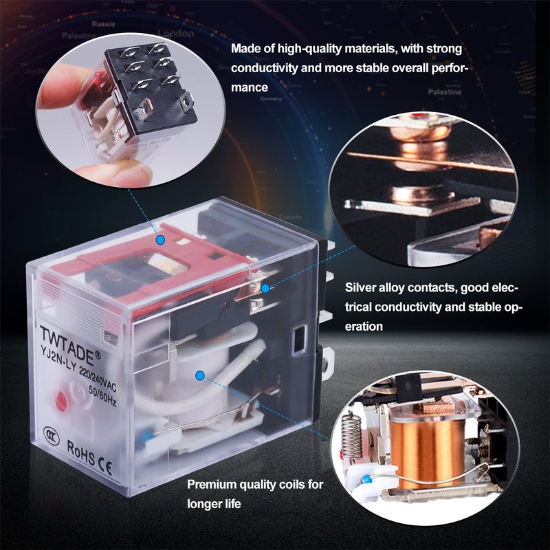 Taiss/AC 220V LED indicator Electromagnetic Coil Relay 8 Pins 10A