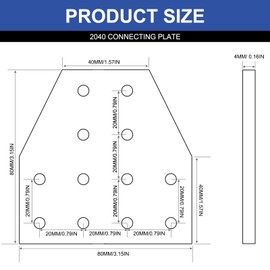 Seekliny 8pcs 2040 T Corner Bracket Joining Plate T Slotted Accessories 12-Hole 2040 Hardware Connector 2040 with T Nuts and Screws Silver