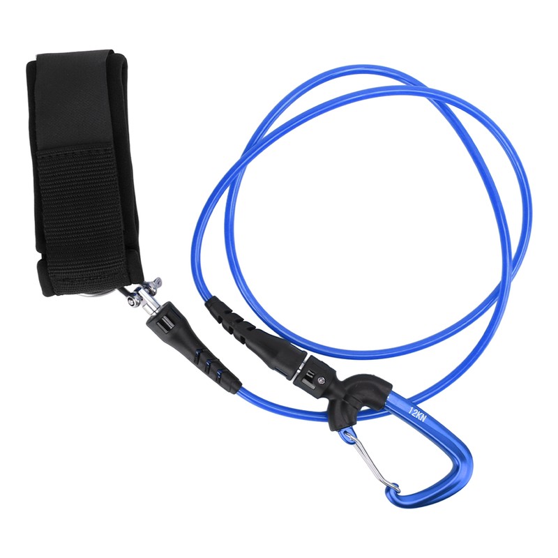 Freediving Lanyard Leash Diving Safety Rope Cable with Wristband Carabiner