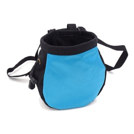 TRADERPLUS Rock Climbing Chalk Bag Bouldering Chalk Bag Bucket with Adjustable Belt & Carabiner Drawstring & Zippered Pockets for Rock Climbing Weightlifting Powerlifting (Blue)
