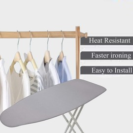 Ironing Board Cover 18" X 49" - Scorch Resistant Padding - Elastic Edge, Loop Fastener Strap - Iron Board Cover for Fold Out Wall Iron Board - Heat Reflective Iron Pad for Table Top - Light Grey solid