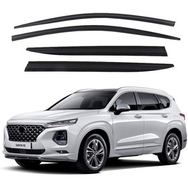 Safe Smoke Window Visor Sun Rain Vent Guard 4 Pcs Set Out Channel Visor Compatible with Hyundai Santa Fe (Santa Fe 2019~2020 Smoke)