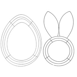 SG - 4 Wreath Forms, 2 Bunny Head w Ears and 2 Easter Egg DIY Decorate Spray Paint Flowers Stuffed Animals Door Wall Family Fun *Bonus Mesh