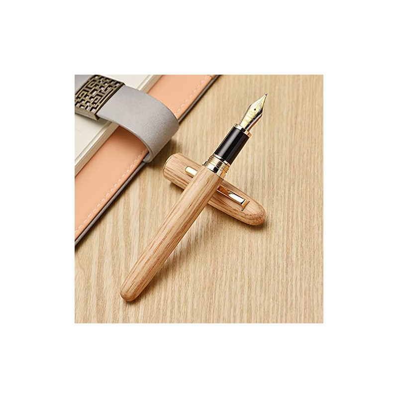 Jinhao 9036 - Pluma estilográfica de madera natural hecha a