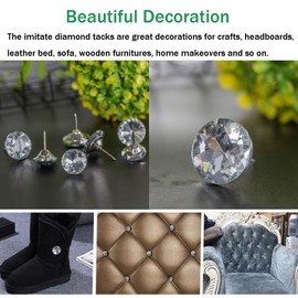 30Pcs 25mm Rhinestone Sew Buttons Diamond Clear Crystal Upholstery Nails, Rhinestone Tacks Sofa Headboard Nails Sew Buttons Tack, Furniture Tacks Sofa Wall DIY Crafts Decoration