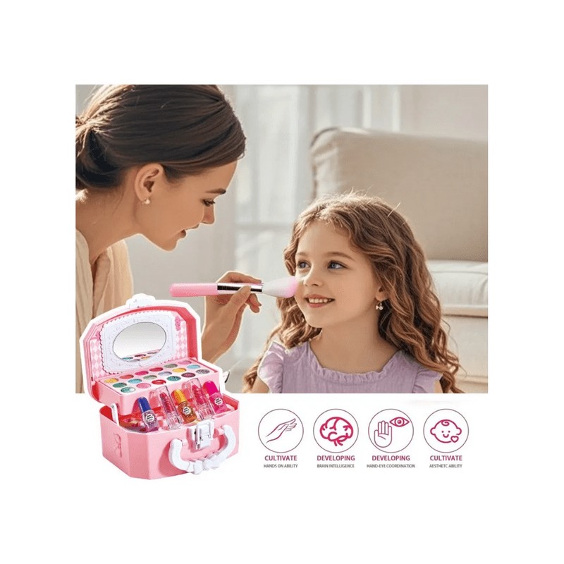 "Juego De Maquillaje Lavable Con Almacenamiento Para Niña Lab.G, Rosa