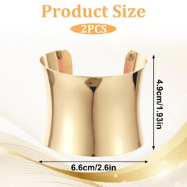 2 Pcs Cuff Bangle Bracelet for Women, Open Wide Wire Bracelets Adjustable Gold Cuff Jewelry Wrist Cuff Wrap Bracelet