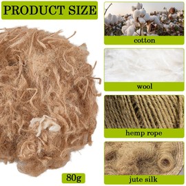 CREATCABIN 80g Bird Nesting Material Mixing Canary Nesting Material Jute Bird Nests Bedding Material Finch Parakeet Nesting Materials for Hummingbird Hamster Cage Gardens Tree Trunks Cotton Wool