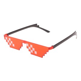 Colorful Mosaic Sunglasses Toy, Thug Life Glasses Deal with It Pixel for Women Men Kids (Red)