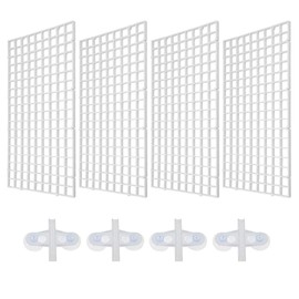 Pack of 4 Aquarium Egg Box, Aquarium Divider Fish Tank Divider, Plastic Grid Divider, Tray Insulation Board Grid with Suction Clips (White)