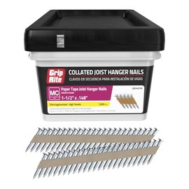 Grip-Rite GRJH4D1M, Collated 33-degree Paper Joist Hanger Nails, 1-1/2" x .148, Heat Treated, 1,000 Nails, Job Pack