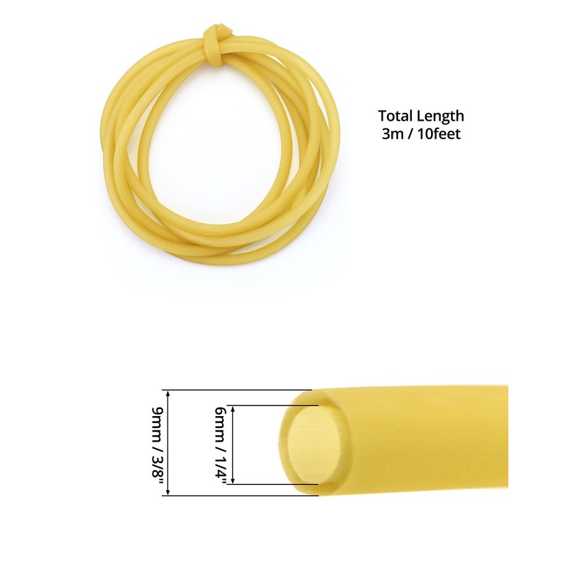 QWORK 10FT 3/8" OD 1/4" ID Natural Latex Rubber Tubing