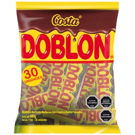 Costa Doblon Chocolate Covered Biscuit- Coated Biscuits- Biscuit with Vanilla Flavored Cream- Snack Packs Biscuits- Sandwich Cookie- Biscuit Packs, Biscuits Snacks- Bag of 30 Pieces