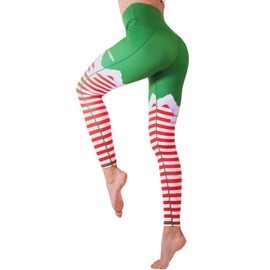 COOLOMG Women's Christmas Leggings Ugly Santa Funny Costume Tights Full-Length Xmas Yoga Workout High Waisted Pants XL…