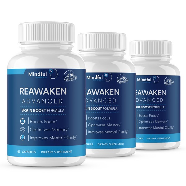 PureFight4U Reawaken Advanced Brain Boost Formula 3 Bottles 180 Capsules