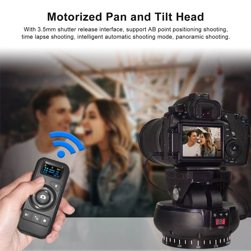 2.4G Motorized Panoramic Tripod Head Remote Control Pan Tilt Motorized