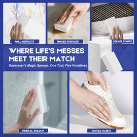Magic Sponge 10 Pack Textured Quick Series, Effortlessly Erase Scuff Marks and Stains from Multiple Surfaces with No Harsh Chemicals