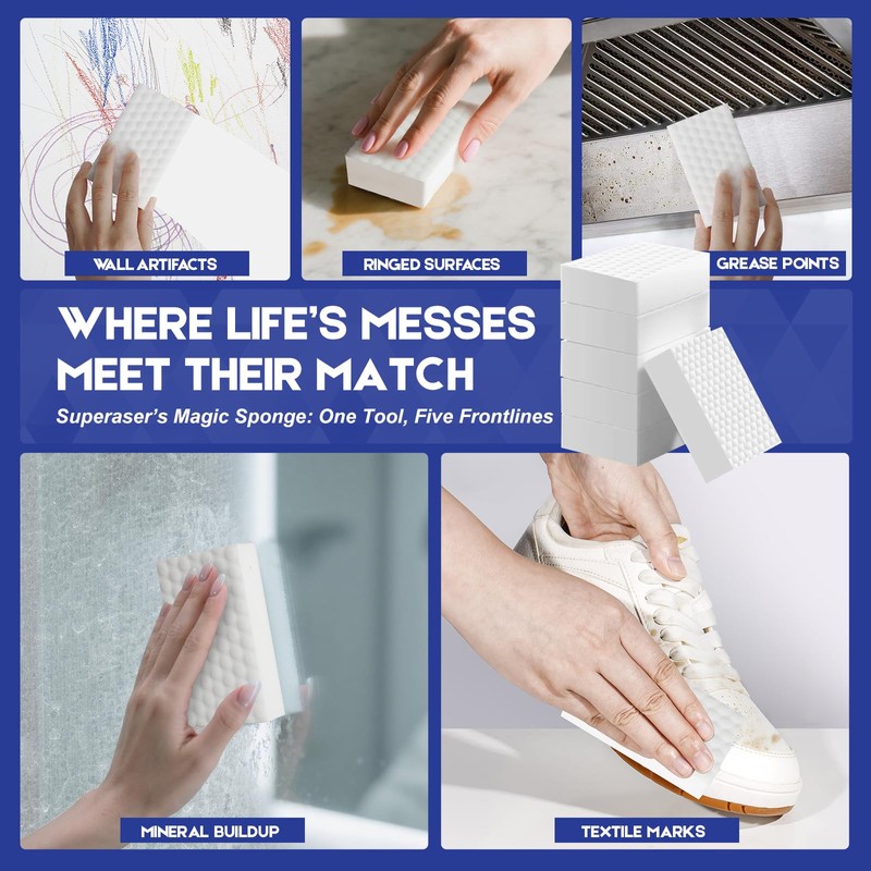 Magic Sponge 10 Pack Textured Quick Series, Effortlessly Erase Scuff