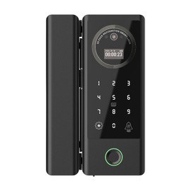 Swokely Smart Lock Glass Door Lock WiFi Remote Unlocking TT APP Face Fingerprint Password IC Card Unlocking Methods 2600mAh Rechargeable Battery Door Lock for 10-12mm Thickness Office Home Bedroom