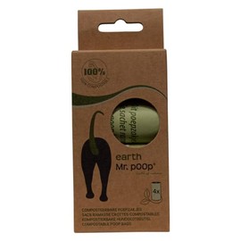 Mr. Poop, Eco Friendly Poop Bags Waterproof and Easy to Use for Dogs and Cats 4 Rolls Generous Size Green for All Breeds
