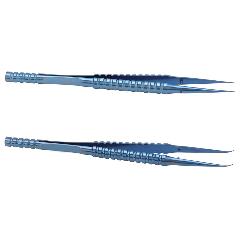 2 Pcs Fine Tipped Tweezers Straight Tip Bent Tip Titanium