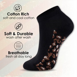 The Essentials Wardrobe Ladies TEW 10 Pack Trainer Liner Socks - UK 4-8/EU 37-41 - Animal - Black