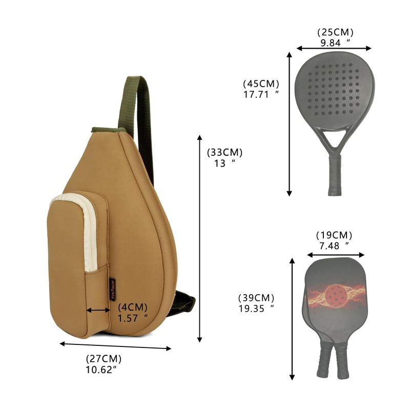 Neoprene Padded Pickleball Paddle Sling Bag with Ball Holder Pouch,