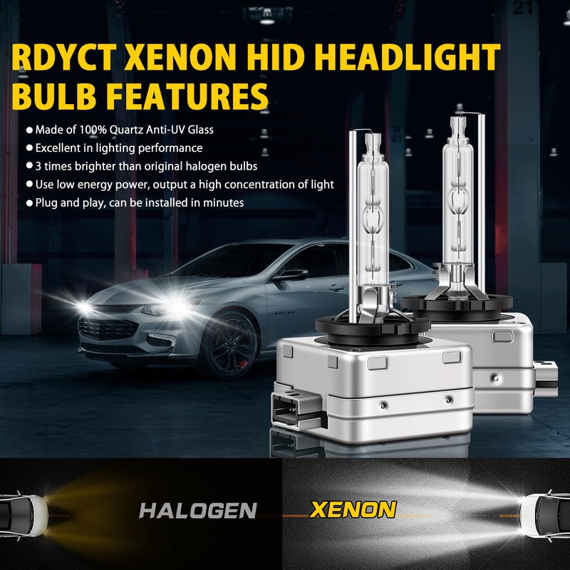 RDYCT D3S Xenon HID Headlight Bulbs 35W 6000K Bright Diamond