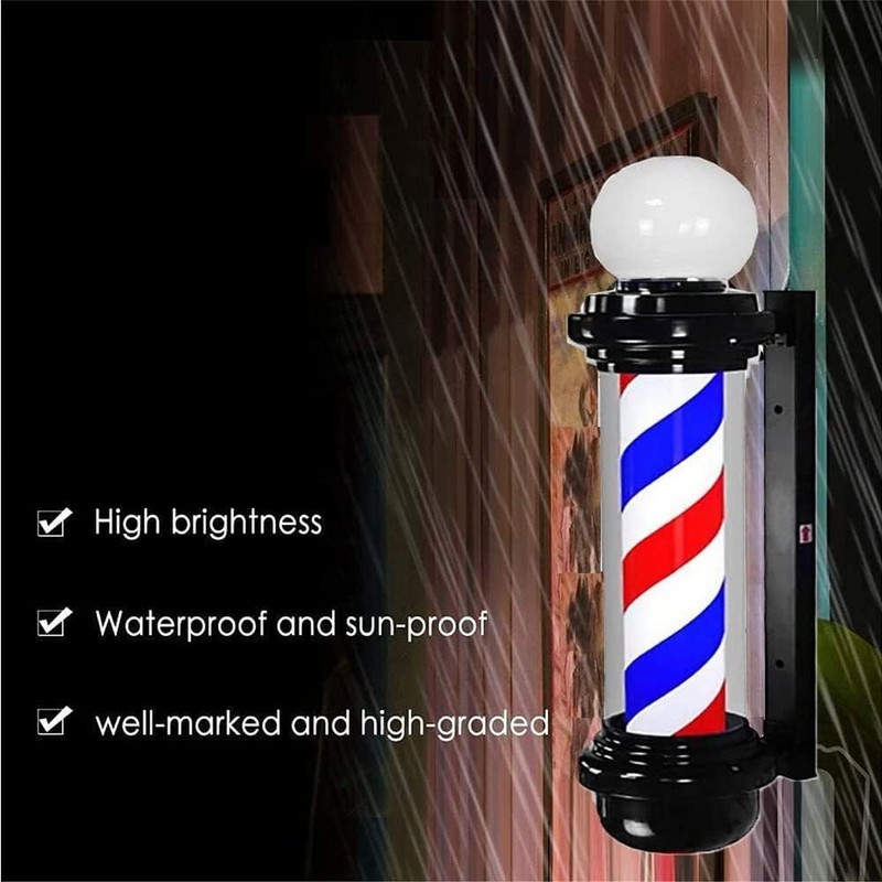 MIUXIU 35-inch Barber Pole Red White Blue Stripes with LED