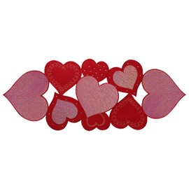 OWENIE Camino de mesa para el día de San Valentín, corazón rojo bordado con lentejuelas, centros de mesa de San Valentín de 36 pulgadas, caminos de mesa y decoración de mesa de boda, 13 x 36 pulgadas, rojo