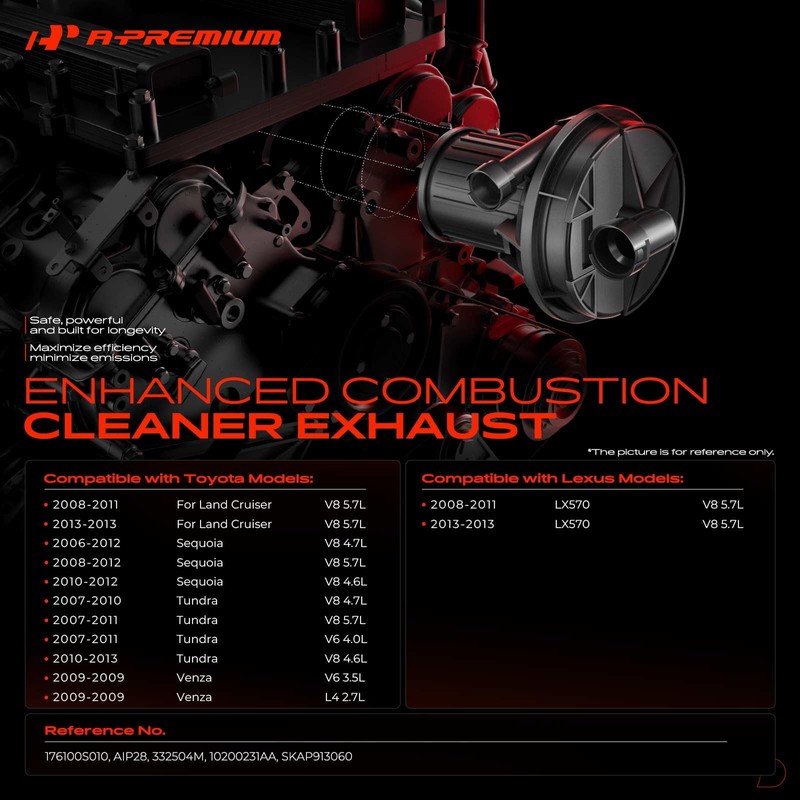 A-Premium 17610-0S010 Secondary Air Injection Smog Pump Compatible with 2007-2013