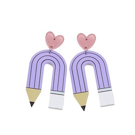 Acrylic Pencil Drop Dangle Earrings Creative Rainbow Back to School for Students Women Appreciation Teacher Pre-K Earrings Jewelry-purple rainbow
