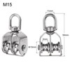sourcing map Pack of 2 M15 Double Roller Block, Stainless