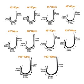CRLLDPM Fishing Hooks, 100 Pieces Carbon Steel Fishing Hooks in 10 Sizes, Fishing Hooks with Barbs, Fishing Hooks with Eyelet, Fishing Accessories with Plastic Box