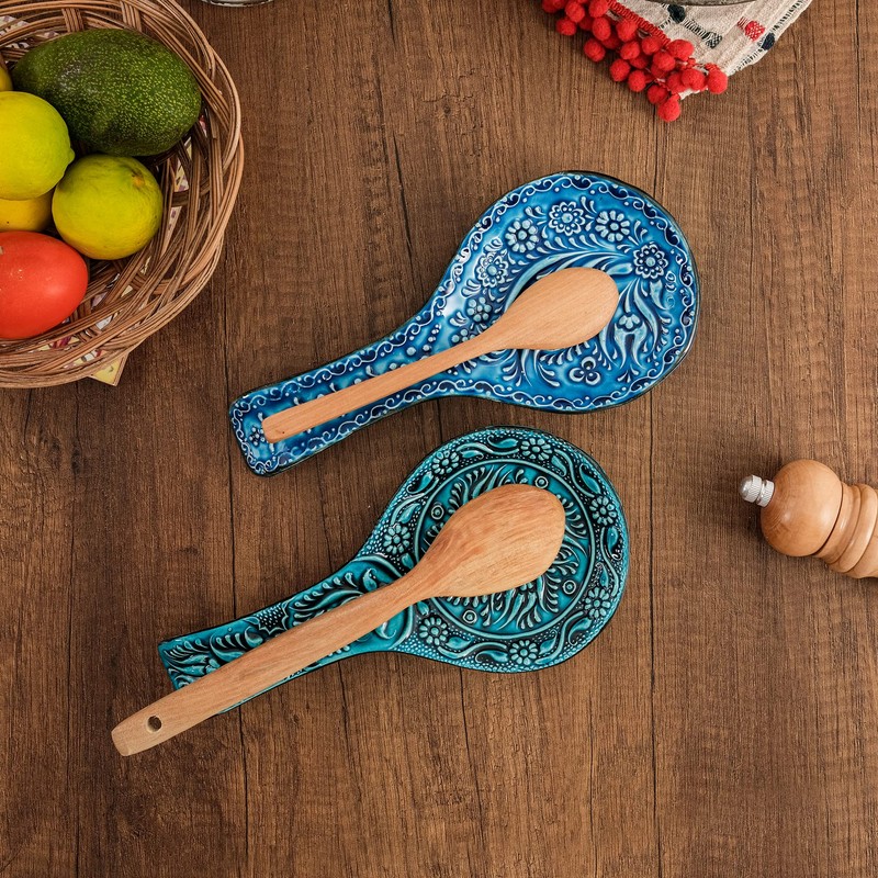BCS Spoon Rest Set of 2 - Ceramic Spoon Holder