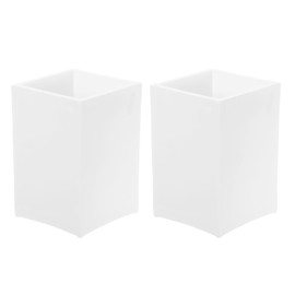 PATIKIL Acrylic Pen Holder, 2 Pack Pencil Holder Pen Organizer Pencil Cup Makeup Brush Holder for Desk Accessories Office Home Supplies, White