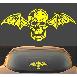Avenged Sevenfold A7X Death Bat Metal Band Vinyl Decal Sticker (9" x 4", Yellow)