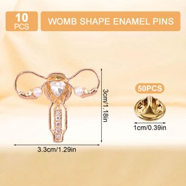 WANDIC 10 Pcs Womb Shape Enamel Pins, Golden Uterus Ovary Brooches Female Woman Organ Medical Symbol Brooch Pins Jewelry Gift for Nurse Doctor Feminist Decoration