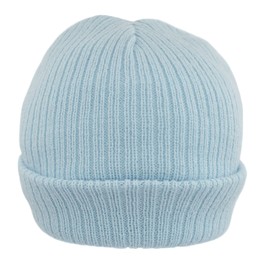 Faith & Sarah Kids Baby Beanie Hat Boy Girl - Fleece Lined - Knitted Baby Cap Blue 3-6 Months