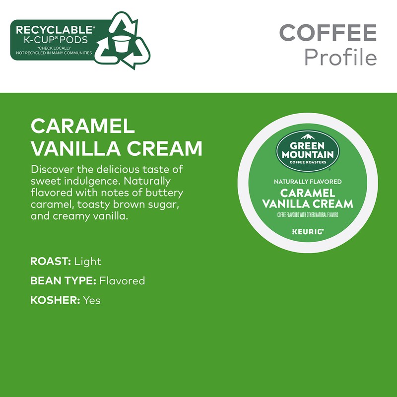 Green Mountain Coffee Roasters Caramel Vanilla Cream, Single-Serve Keurig K-Cup
