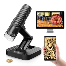BEBANG WiFi Digital Microscope for Adults, 50X-1000X Wireless Phone Microscope with Adjustable Stand for Education Coins Electronics Repair