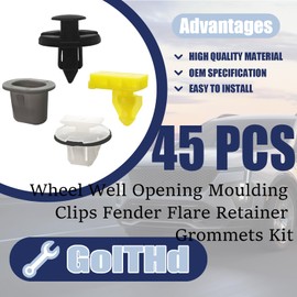 GolTHd 45PCS Wheel Opening Moulding Clips Fender Flare Retainer Fastener Clips Compatible with Nissan Armade Juke Rogue Infiniti QX56 QX80, Replaces# 01553-09321 76882-JG10A 76847-JG00A 76848-JG00A