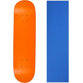 Moose Skateboard Deck Blank Neon Orange 8.0" Blue Grip