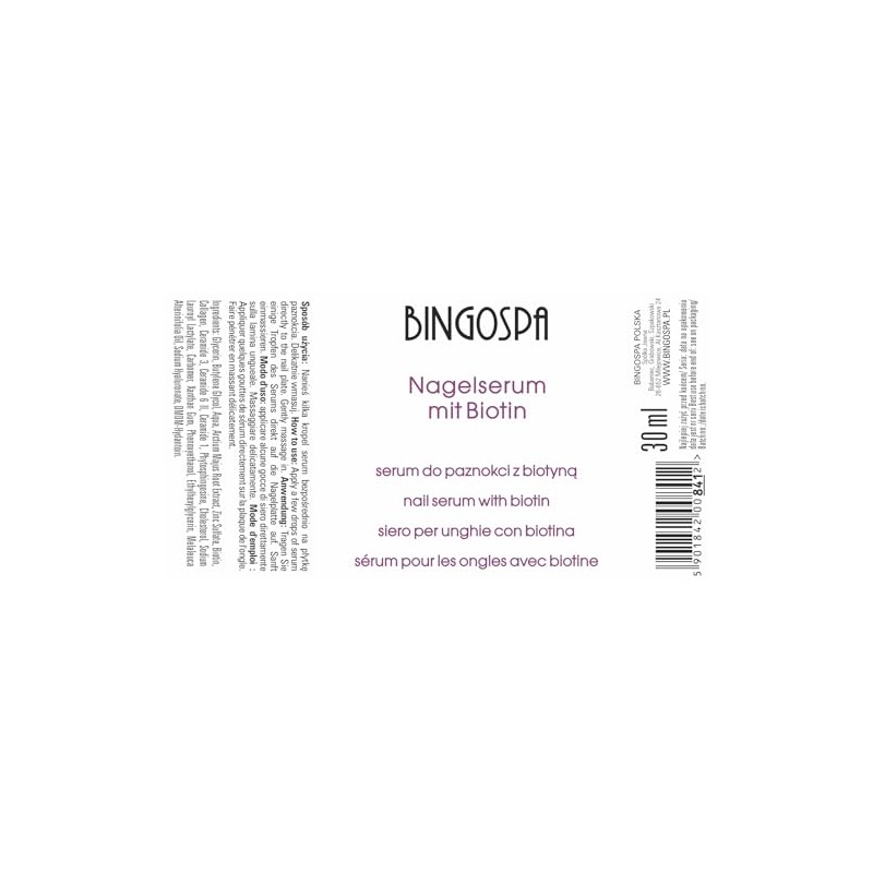BINGOSPA Nail Serum with Biotin 30 ml for Damaged Nails,
