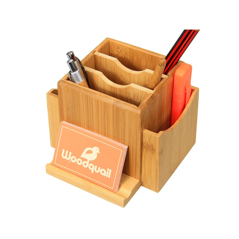 Woodquail Revolving Desk Organiser, Stationery Box Desk Tidy, Made of