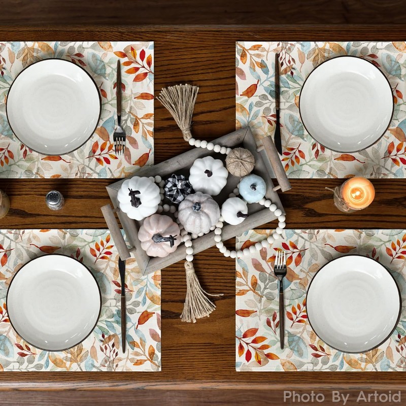 Artoid Mode Leaves Autumn Placemats Set of 4, 30 x
