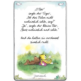 30 x 20 cm Tin Sign, Wall Sign, Door Sign for Children's Room - Funny Saying Children's Book Motif Suitable for Janosch Fans and Lovers